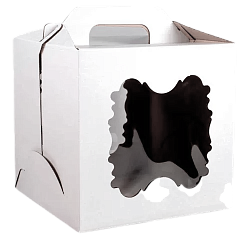 Коробка для торта 30 см*30 см*30 см с окном и ручкой