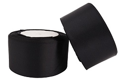 Лента атласная 5 см Черный 23 м
