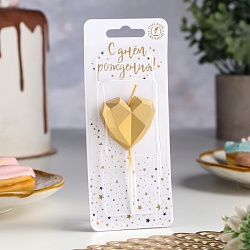 Свеча в торт "Сердце" Золото 9 см*3,5 см