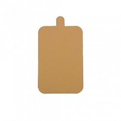 Подложка для пирожных с держателем прямоугольная "Золотая" 10 см*6,5 см